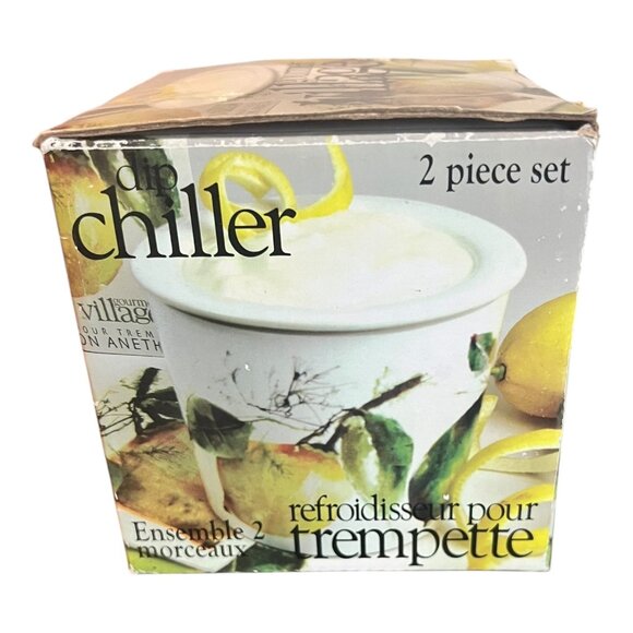 Dip Chiller Server Party Dish, 2 Piece Ceramic, Fruit Pattern by Gourmet Village - Picture 12 of 13